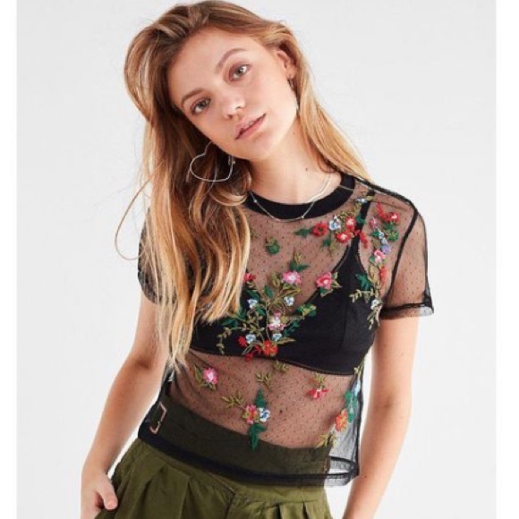 Urban Outfitters Tops - 🌹Urban Outfitters sheer embroidered top